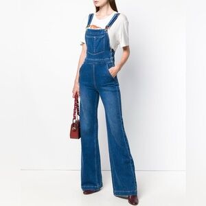 FRAME Denim Palazo Wide Leg Jumpsuit Overalls